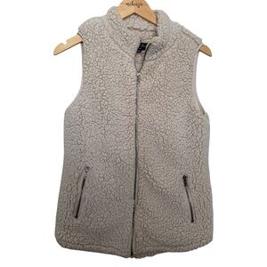 Love Tree Women’s Sherpa Fleece Vest Size Small Cozy Zip Up Neutral